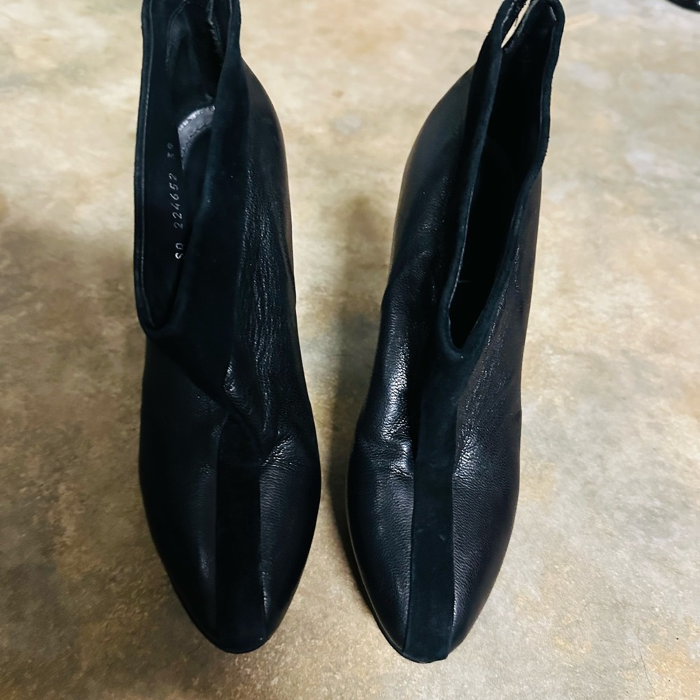 Authentic YSL black leather booties in a size 39